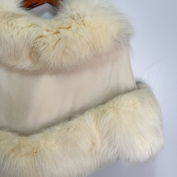 Edwards Lowell Beverly Hills Cream White Fox Fur Stole Wrap Poncho - Picture 8 of 13